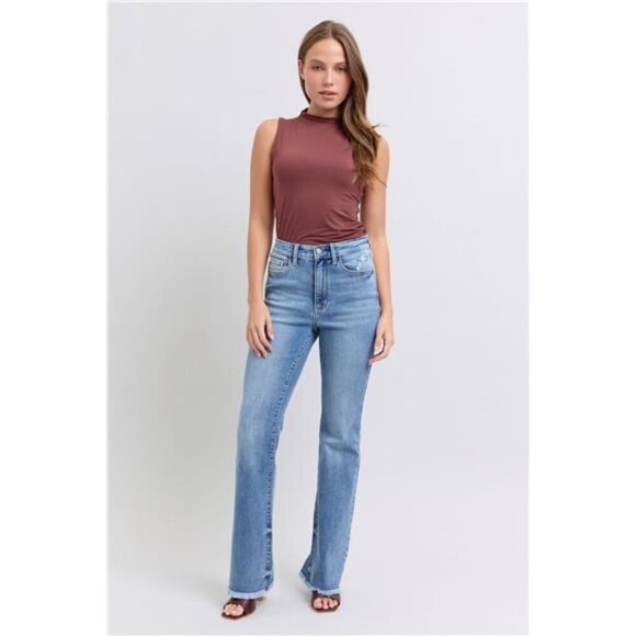 Judy Blue Full Size Raw Hem High Rise Bootcut Jeans‎ - Picture 6 of 9